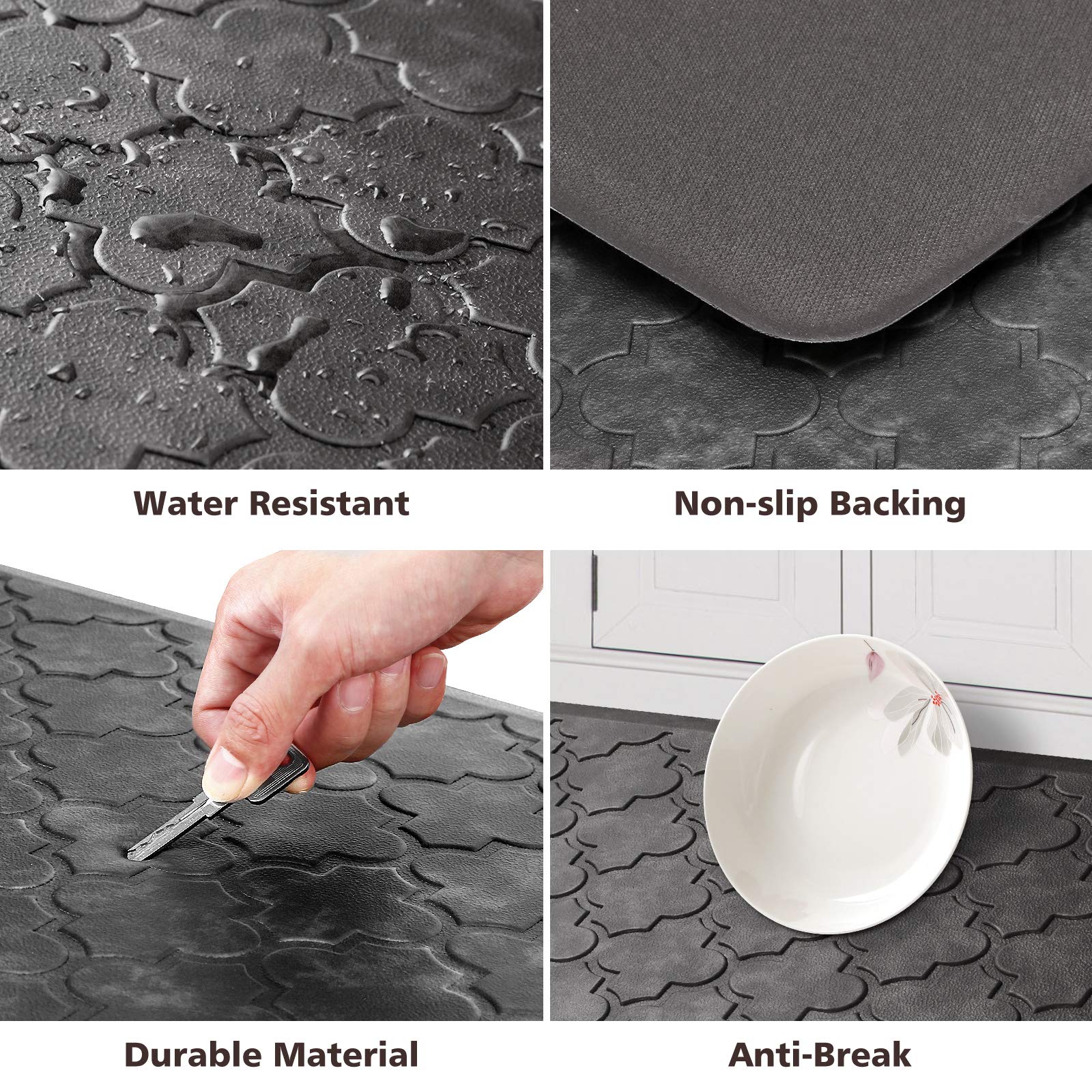 Wiselife Cushioned Anti-Fatigue Floor Mat, 17.3''X60'', Thick Non Slip Waterproof Heavy Duty Foam Standing Rugs For Kitchen, Flo